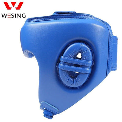 MORGAN WESING IBA Approved Leather Head Guard - Boxing Head Guard - BLU