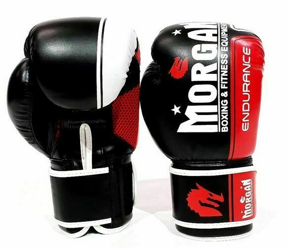 MORGAN V2 Endurance Pro Boxing Gloves (12-16Oz) - Boxing & Muay Thai - Black/White/Red