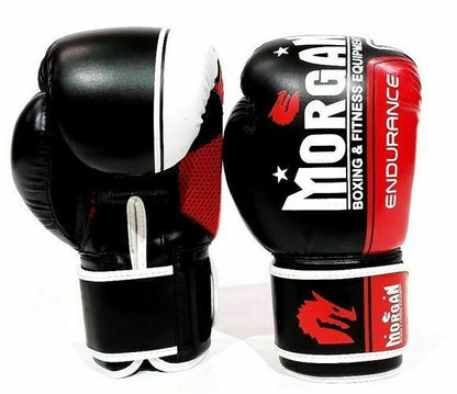 MORGAN V2 Endurance Pro Boxing Gloves (12-16Oz) - Boxing & Muay Thai - Black/White/Red