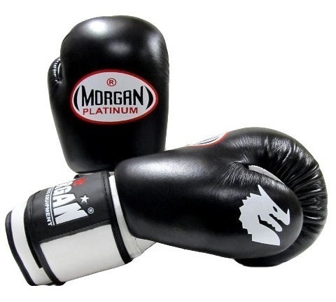 MORGAN V2 Platinum Leather Sparring Muay Thai Boxing Gloves - Boxing & Muay Thai - BLACK