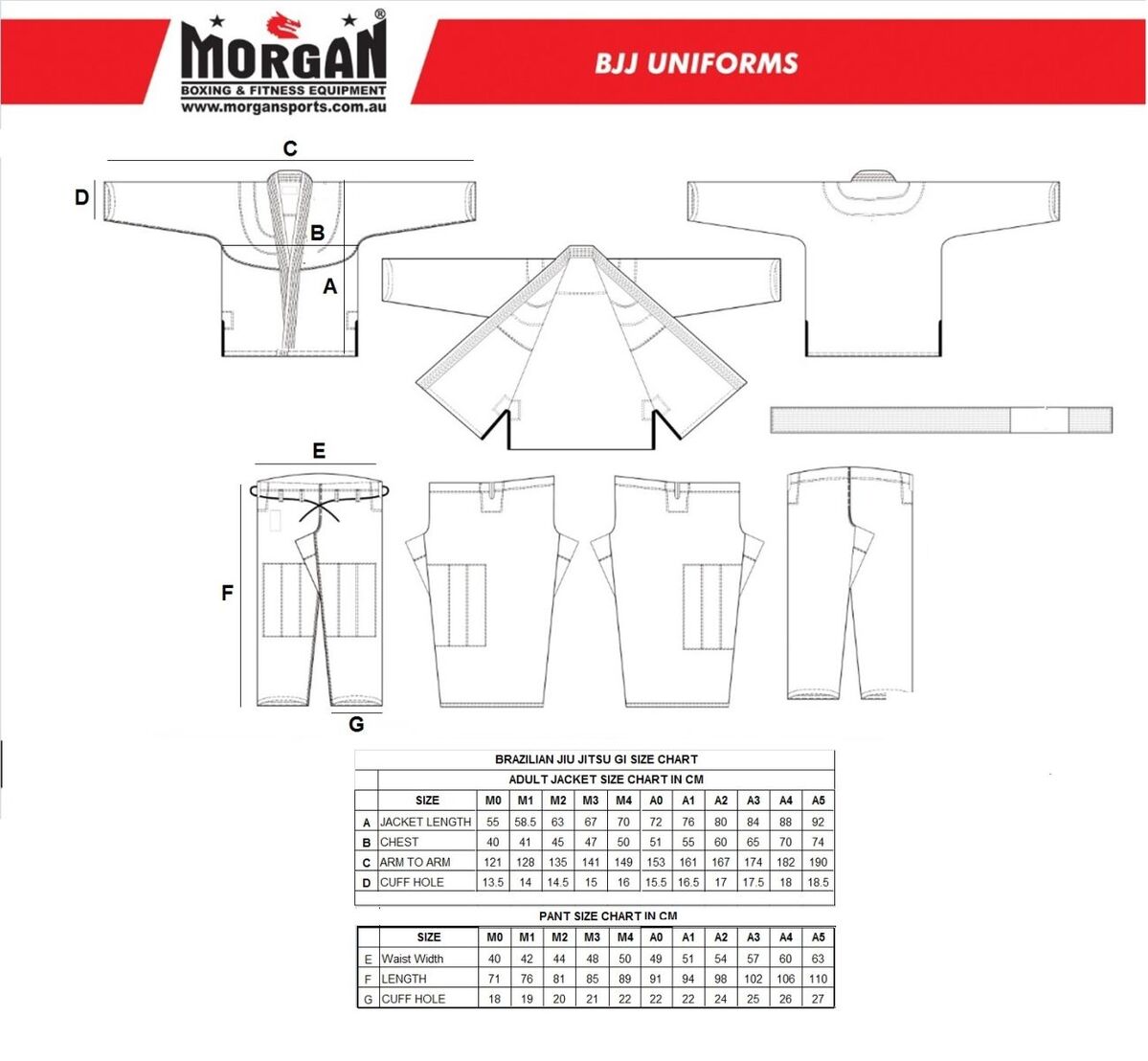 MORGAN DRAGON V2 450Gsm BJJ Gi - IBJJF Approved (White) - BJJ Gi