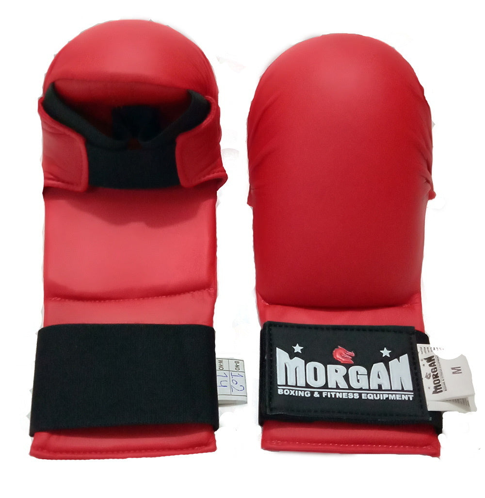 MORGAN Wkf Style Karate Gloves - Forearm Protection - RED