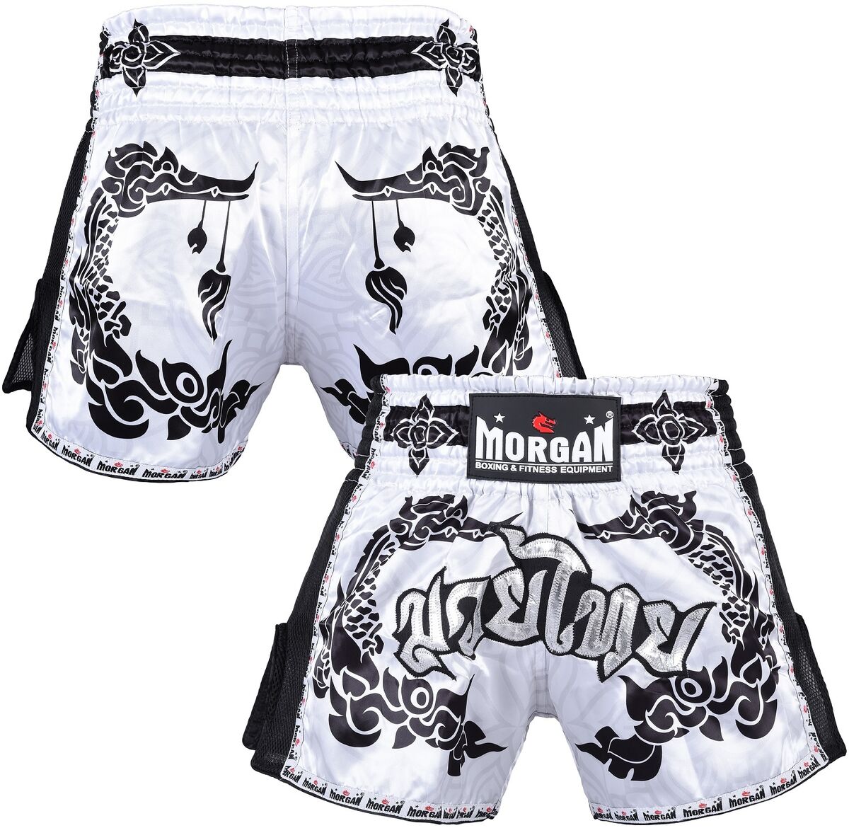 MORGAN White Dragon Muay Thai Shorts - Boxing & MMA Shorts