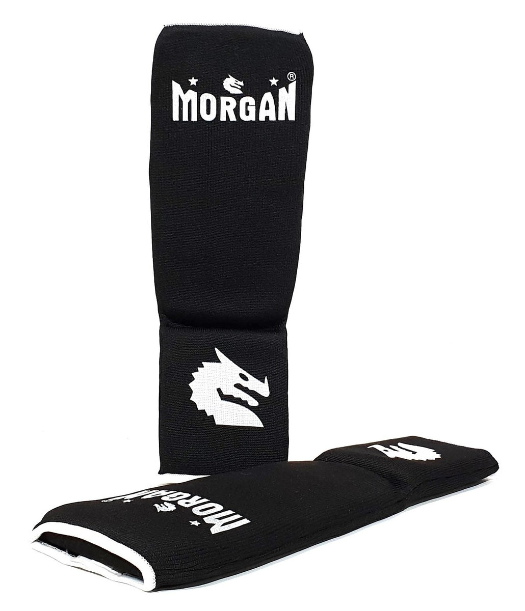 MORGAN Elastic Muay Thai Boxing Shin & Instep Muay Thai Boxing Shin Protectors - BLACK