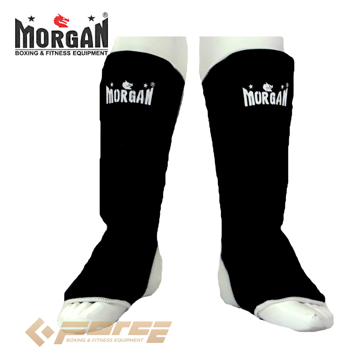 MORGAN Elastic Muay Thai Boxing Shin & Instep Muay Thai Boxing Shin Protectors - BLACK