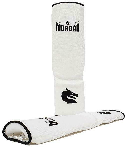MORGAN Elastic Muay Thai Boxing Shin & Instep Muay Thai Boxing Shin Protectors - white