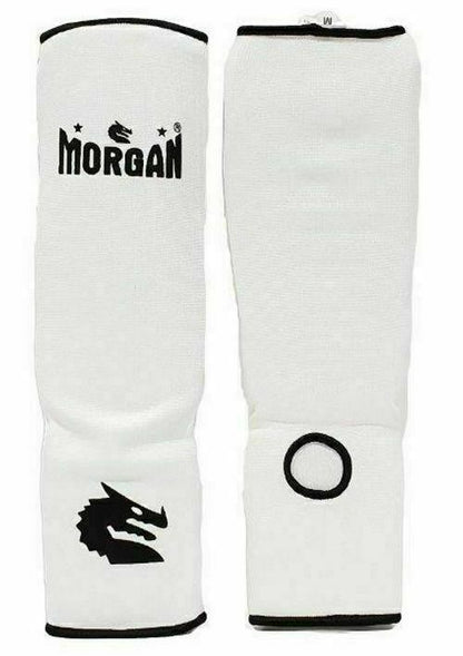 MORGAN Elastic Muay Thai Boxing Shin & Instep Muay Thai Boxing Shin Protectors - white