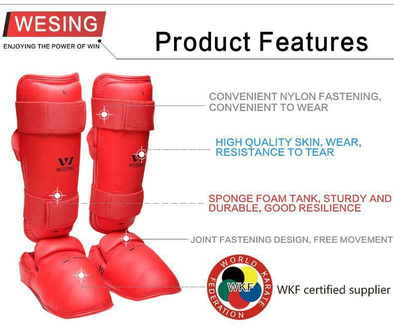MORGAN WKF Approved Shin Guard Protector & Instep - Shin Guards - RED